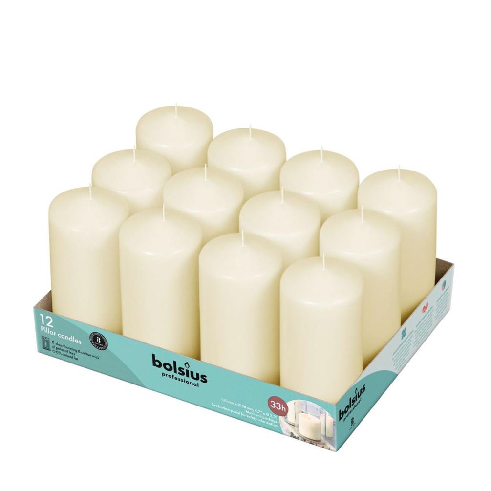 Bolsius Ivory Professional Pillar Candle 12cm x 6cm (Pack of 12) £25.19